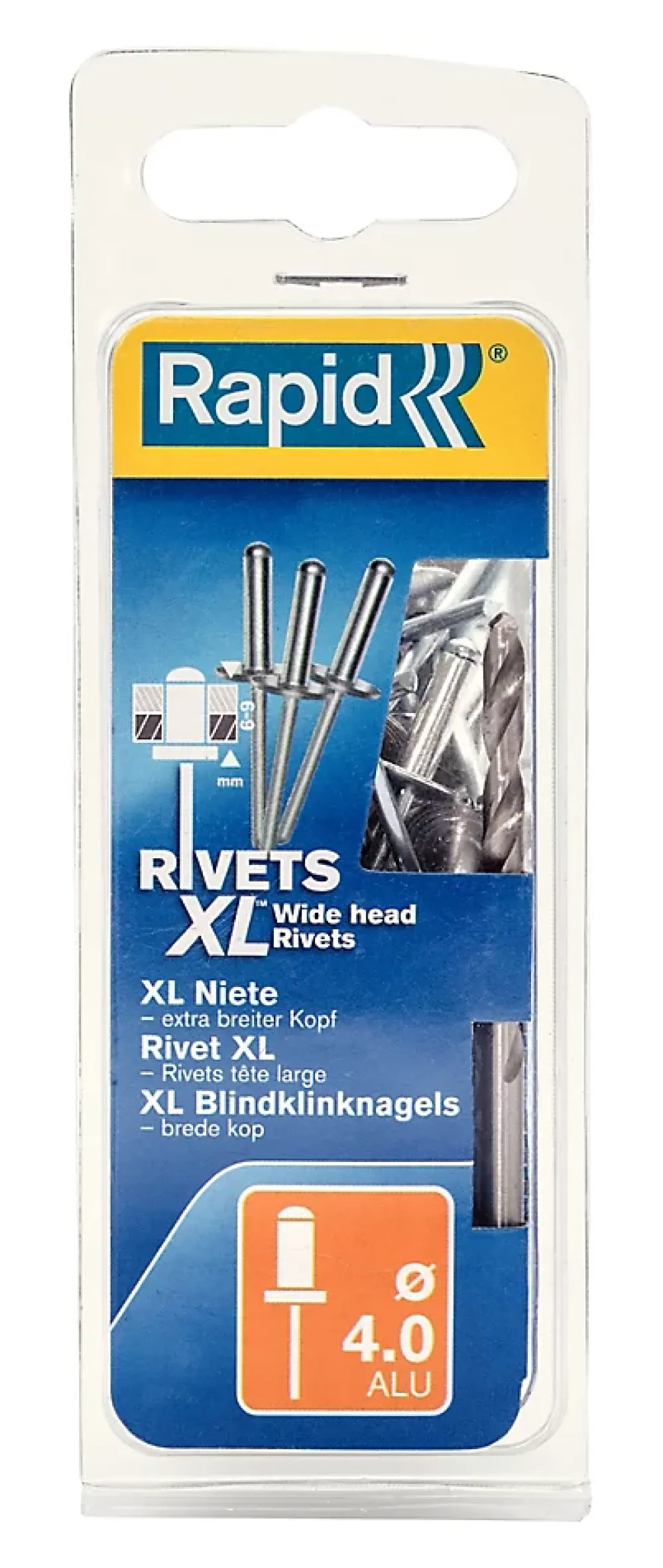 Rapid Rivets XL Ø4 x 18mm Aluminium, 40 pièces