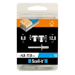 Scell-It Rivet ø4.8 x 17 mm tête large charge max 100kg, 10 pièces