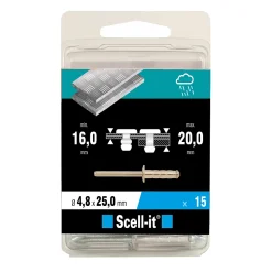 Scell-It Rivet ø4.8 x 25 mm tête plate charge max 300kg, 15 pièces