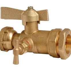 Comisa Robinet d'arrêt à boisseau sphérique avec purge - Ravani - F 3/4' - Diamètre 32 mm - Après compteur - Pour tube PE