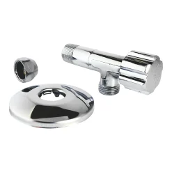 Schell Robinet d'arrêt équerre sous-lavabo long, Mâle 15/21 - Tube cuivre Ø10 mm
