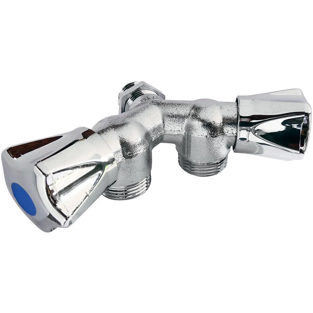 Sanitaire-Distribution Evacuation De Lave-Linge-Robinet double de machine à laver - Diamètre : 1/2'' - 3/4''
