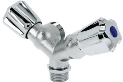 Garis Robinet double de machine à laver laiton chromé - - B01-RMLDB
