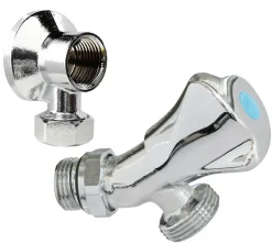 Somatherm for you Alimentation Pour Machine À Laver-Robinet orientable à sortie inclinée pour machine à laver, Entrée Mâle 1/2" - Sortie Mâle 3/4"