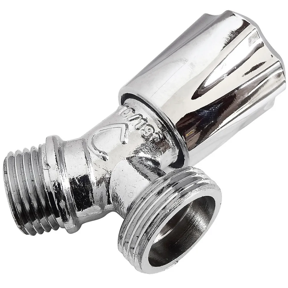 Somatherm for you Alimentation Pour Machine À Laver-Robinet à sortie de bec inclinée pour raccord machine à laver / installation réseau d'eau, Entrée Mâle 1/2" - Sortie Mâle 3/4"