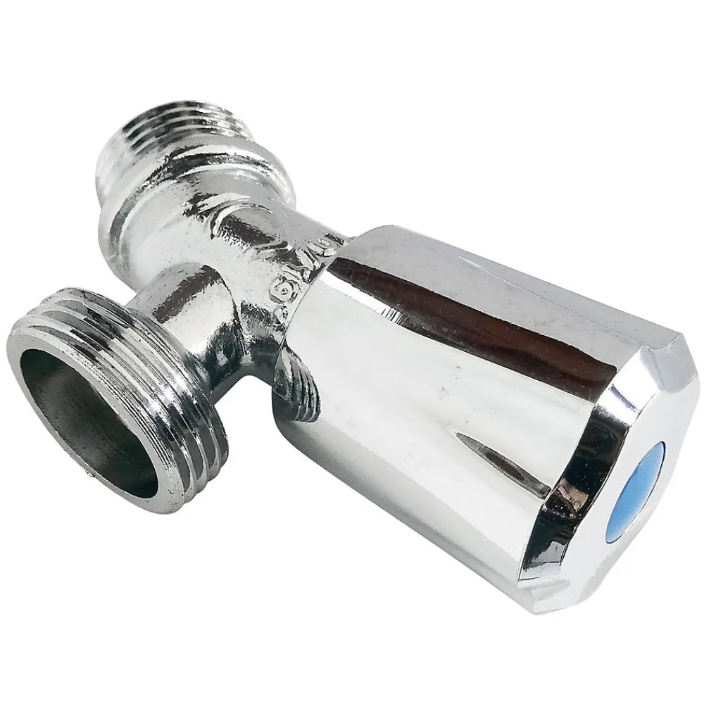Somatherm for you Alimentation Pour Machine À Laver-Robinet à sortie de bec inclinée pour raccord machine à laver / installation réseau d'eau, Entrée Mâle 1/2" - Sortie Mâle 3/4"