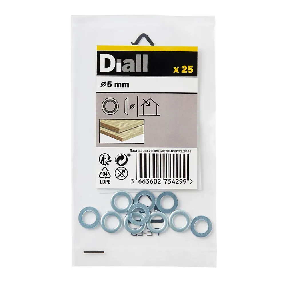 Diall Rondelle-Rondelles cuvettes en acier au carbone ø 5mm - 25 pièces