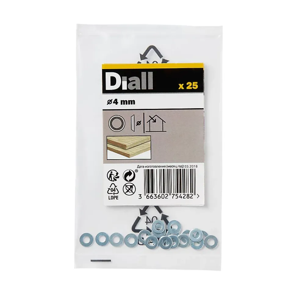 Diall Rondelles cuvettes en acier au carbone ø 4mm - 25 pièces