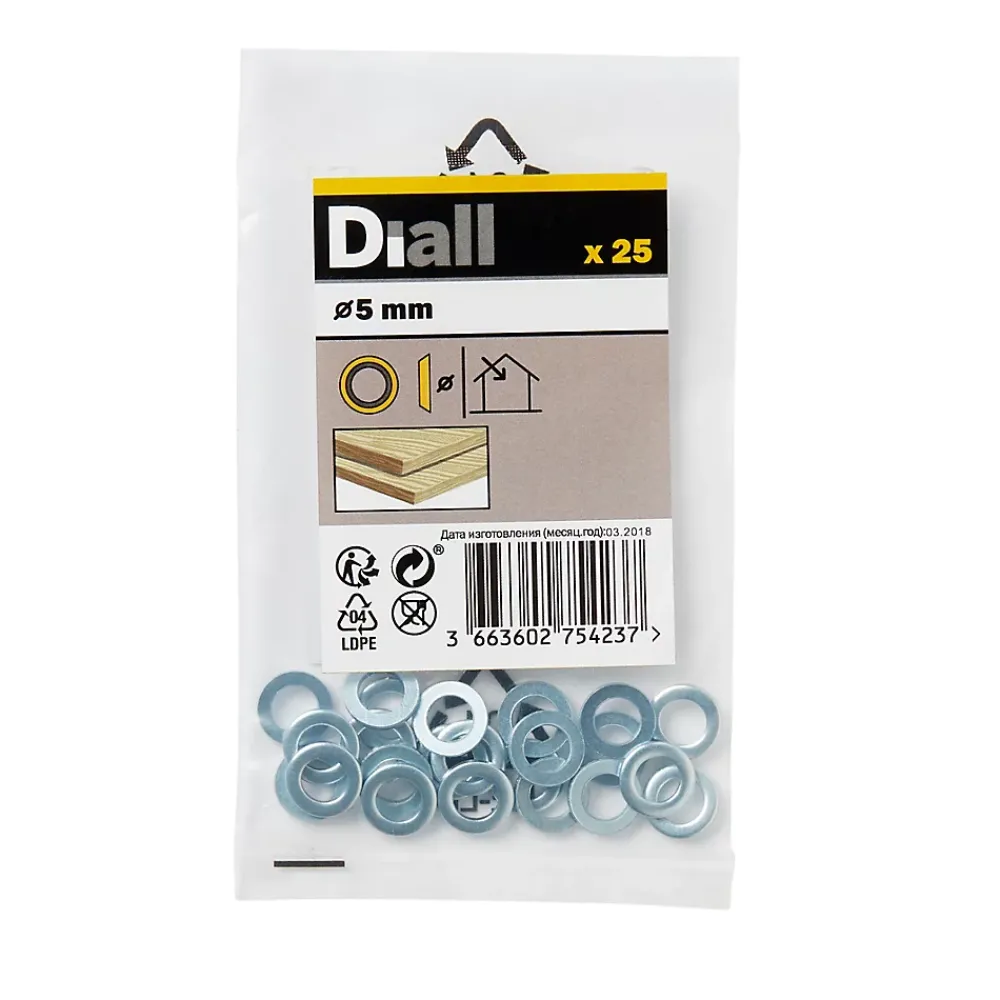 Diall Rondelle-Rondelles cuvettes en laiton ø 5mm - 25 pièces