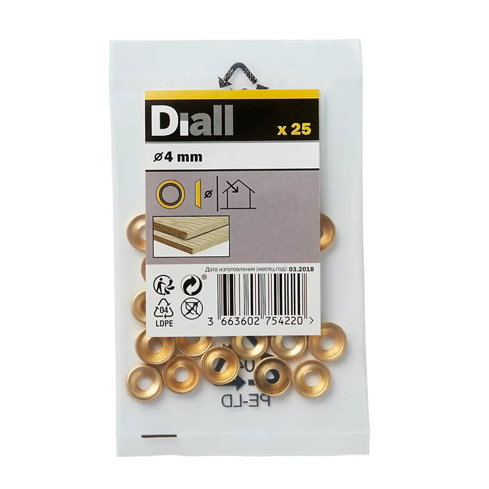 Diall Rondelle-Rondelles cuvettes en laiton ø 4mm - 25 pièces