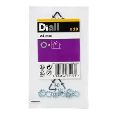 Diall Rondelle-Rondelles dentelée en acier au carbone ø 4mm - 10 pièces
