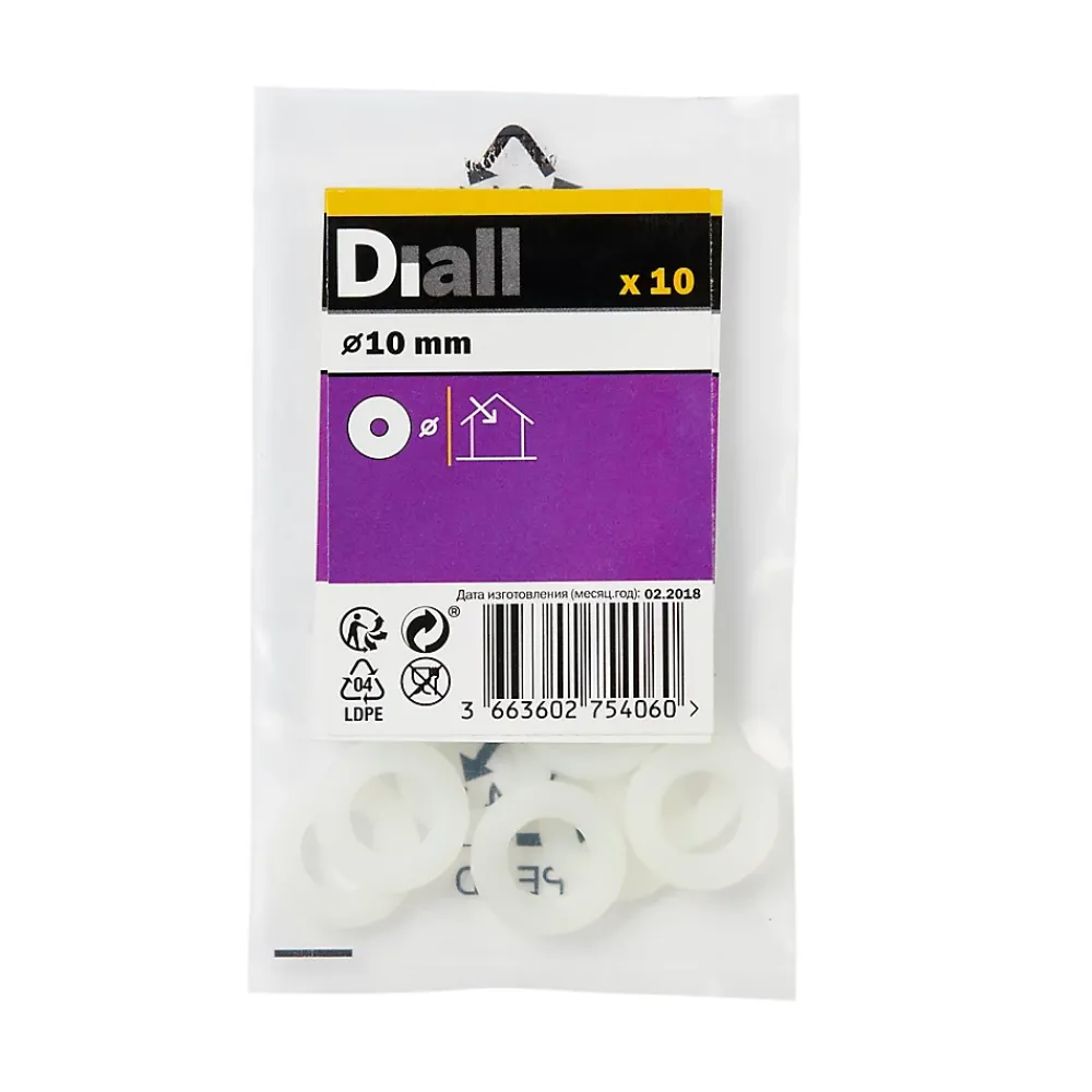 Diall Rondelles en nylon ø 10mm - 10 pièces