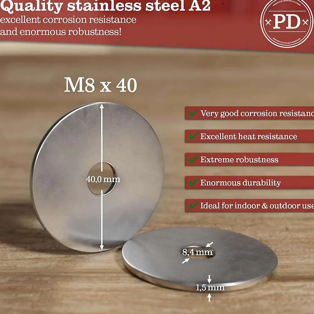 Generique Rondelles plates acier inoxydable a2 D40 x M8 ep.1.5 mm lot 25 pieces - PD