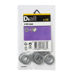 Diall Rondelle-Rondelles plates de taille moyenne en acier inoxydable A2 ø 10mm - 10 pièces