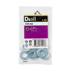 Diall Rondelles plates en acier au carbone ø 10mm - 10 pièces.