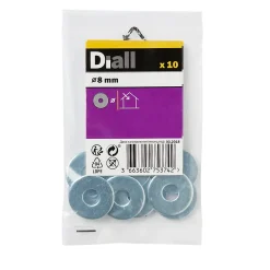 Diall Rondelle-Rondelles plates larges en acier au carbone ø 8mm - 10 pièces