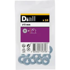 Diall Rondelles plates larges en acier au carbone ø 5mm - 10 pièces