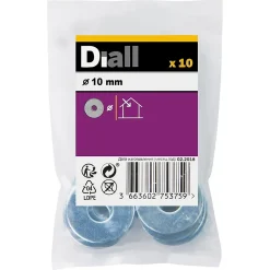 Diall Rondelles plates larges en acier au carbone ø 10mm - 10 pièces