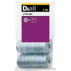 Diall Rondelle-Rondelles plates larges en acier au carbone ø 16mm - 50 pièces