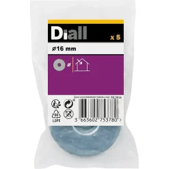 Diall Rondelles plates larges en acier au carbone ø 16mm - 5 pièces