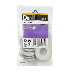 Diall Rondelle-Rondelles plates larges en acier au carbone ø 12mm - 10 pièces