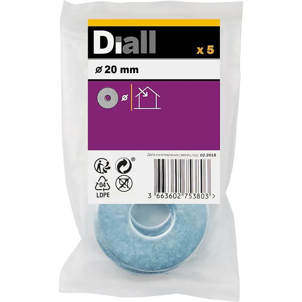 Diall Rondelles plates larges en acier au carbone ø 20mm - 5 pièces