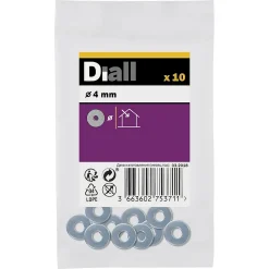 Diall Rondelles plates larges en acier au carbone ø 4mm - 10 pièces