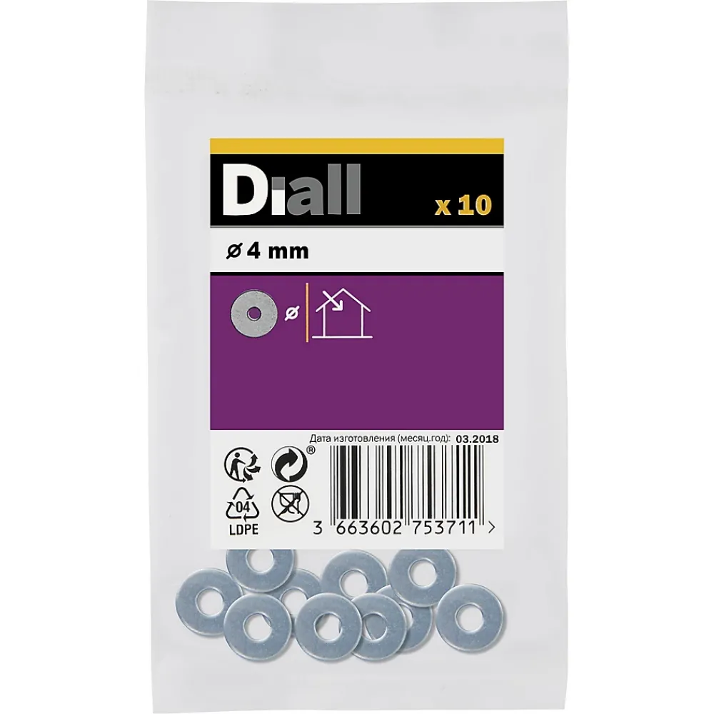 Diall Rondelles plates larges en acier au carbone ø 4mm - 10 pièces