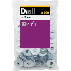Diall Rondelle-Rondelles plates larges en acier au carbone ø 10mm - 100 pièces