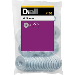 Diall Rondelles plates larges en acier au carbone ø 14mm - 50 pièces