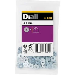 Diall Rondelle-Rondelles plates larges en acier au carbone ø 3mm - 100 pièces