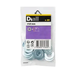 Diall Rondelle-Rondelles plates moyennes en acier au carbone ø 10mm - 20 pièces