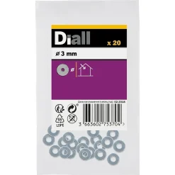 Diall Rondelle-Rondelles plates moyennes en acier au carbone ø 3mm - 20 pièces