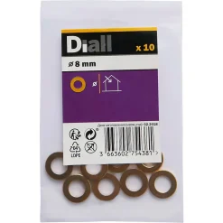 Diall Rondelle-Rondelles plates étroites en laiton ø 8mm - 10 pièces