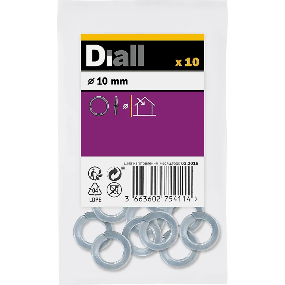 Diall Rondelle-Rondelles ressorts en acier au carbone ø 10mm - 10 pièces