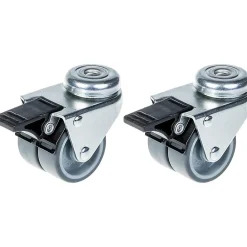 Parnells Roulette Et Roue-Roulette double 50mm 2" caoutchouc gris pivotante avec frein capacité 140kg, jeu de 2