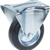 Parnells Roulette fixe de 100 mm avec caoutchouc noir sur roue centrale en acier embouti
