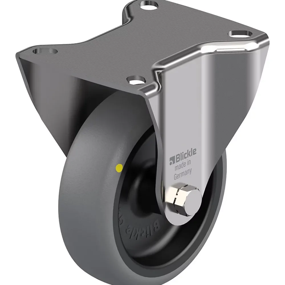 Parnells Roulette fixe de 100 mm en acier inoxydable avec thermoplastique gris conducteur d'électricité