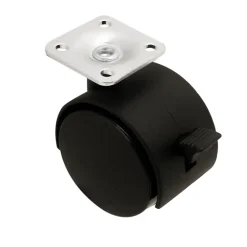 Roulette jumelée pivotante avec frein ø50 mm, plaque ø38 mm, charge max 40kg