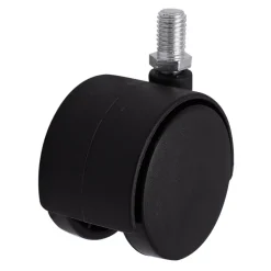 Roulette jumelée pivotante sans frein ø50 mm, tige filetée 10 x 20 mm, charge max 40kg