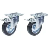 Parnells Roulette 100mm 4" à bandage caoutchouc, pivotante avec frein, capacité 90kg, jeu de 2