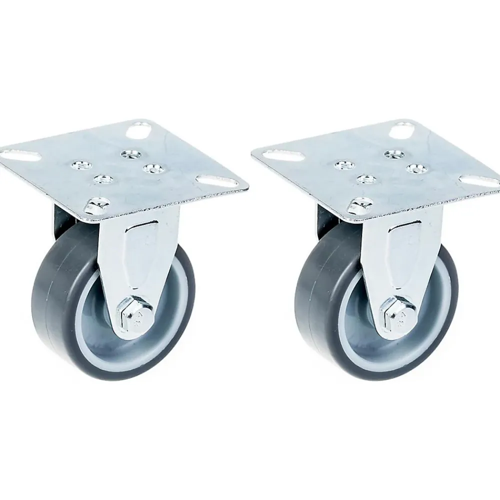 Parnells Roulette 50mm 2" à bandage caoutchouc gris, fixe, capacité 80kg, jeu de 2