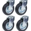Parnells Roulette 125mm 5" à bandage caoutchouc, pivotante, forte capacité de 480kg, jeu de 4
