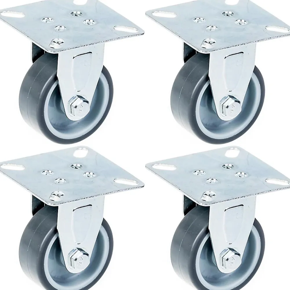 Parnells Roulette 50mm 2" à bandage caoutchouc gris, fixe, capacité 160kg, jeu de 4