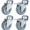 Parnells Roulette 75mm 3" à bandage caoutchouc gris, pivotante et freinée, capacité 240kg, jeu de 4