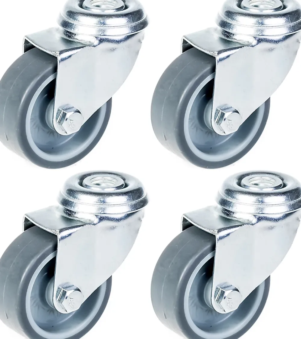 Parnells Roulette 50mm 2" à bandage caoutchouc gris, pivotante, capacité 160kg, jeu de 4