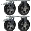 Parnells Roulette Et Roue-Roulette 200mm 8" frein caoutchouc noir & fixe capacité 1800kg, jeu de 4