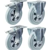 Parnells Roulette 200mm 8" frein en caoutchouc gris & fixe capacité 820kg, jeu de 4