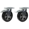 Parnells Roulette 200mm 8" pivotante en caoutchouc noir avec frein, forte capacité de 900kg, jeu de 2