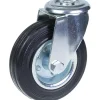 Parnells Roulette pivotante de 125 mm avec caoutchouc noir sur roue centrale en acier embouti